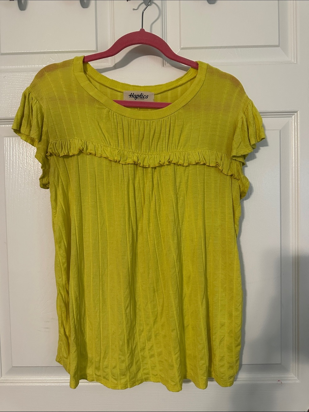Women's Lime Ruffle Short-Sleeve Top